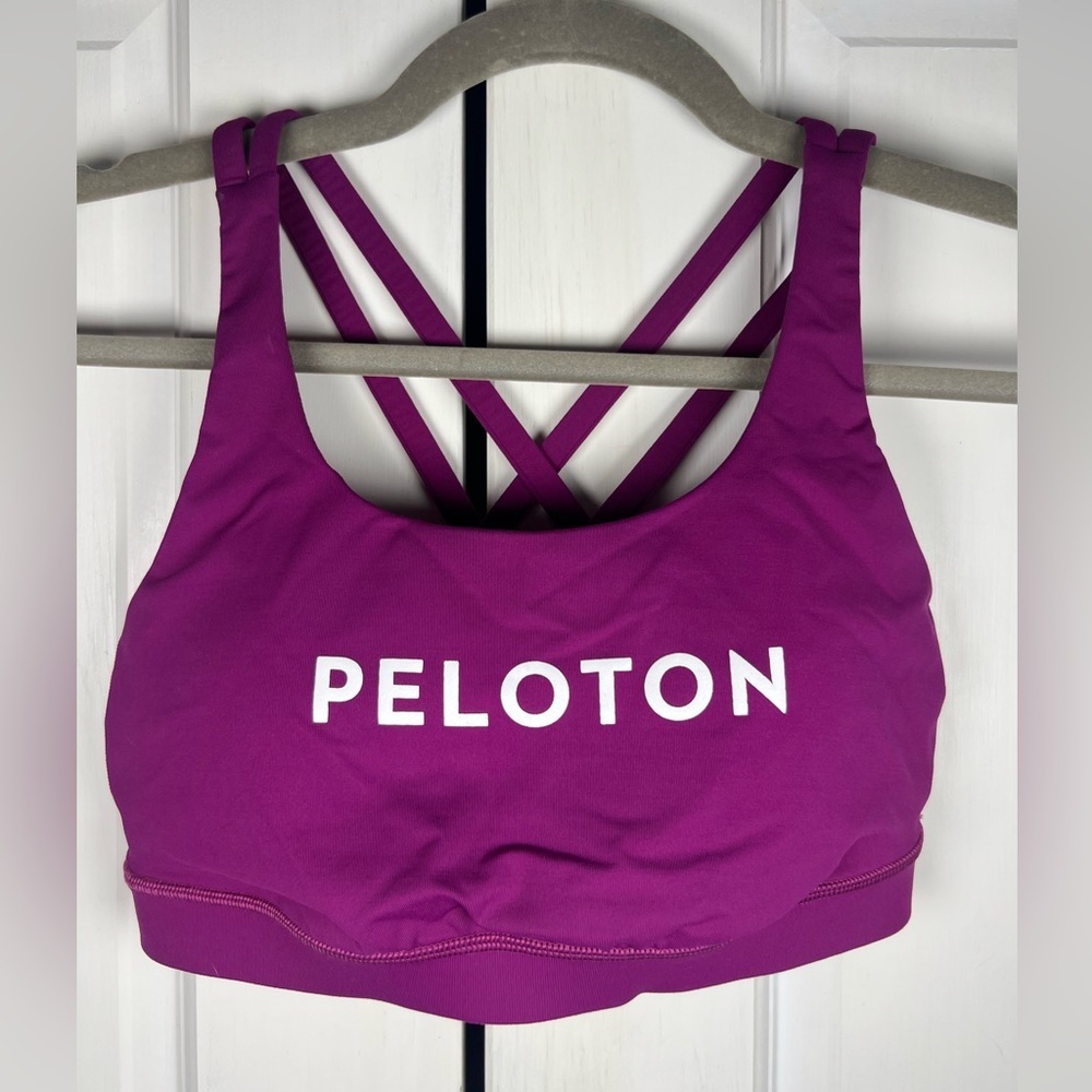 Lululemon Athletica Peloton Fuschia Strappy Energy Sports Bra Size 6 - Picture 3 of 6